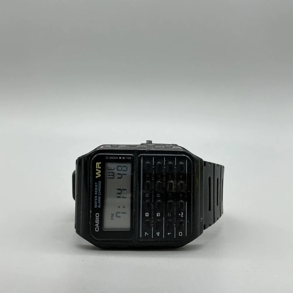 Casio CA-53W Mens Watch 34mm Gray Digital Black Resin Calculator Alarm Chrono WR